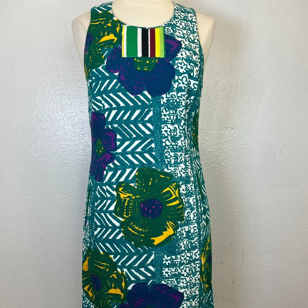 Anthropologie Vanessa Virginia Graphic Hibiscus Shift‎ Dress Size 8